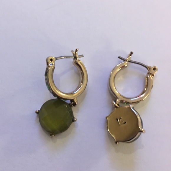 Liz Claiborne green stone earrings - Picture 3 of 7